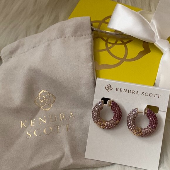 Kendra Scott Jewelry - KENDRA SCOTT Mikki Pave Hoop Earrings in Purple Mauve Ombre/Gold